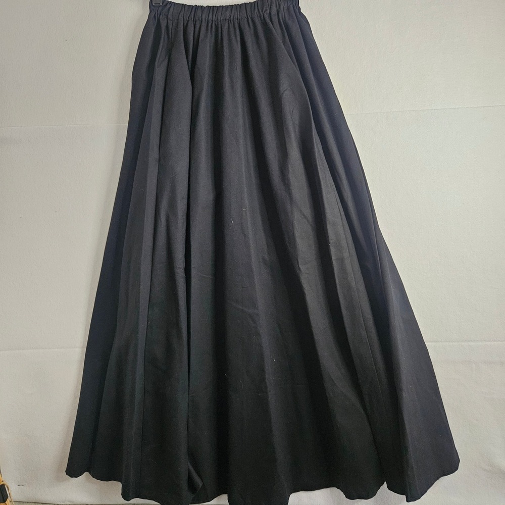 Recollections Black Cotton Maxi Skirt Elastic Waist Prairie Cottagecore Small